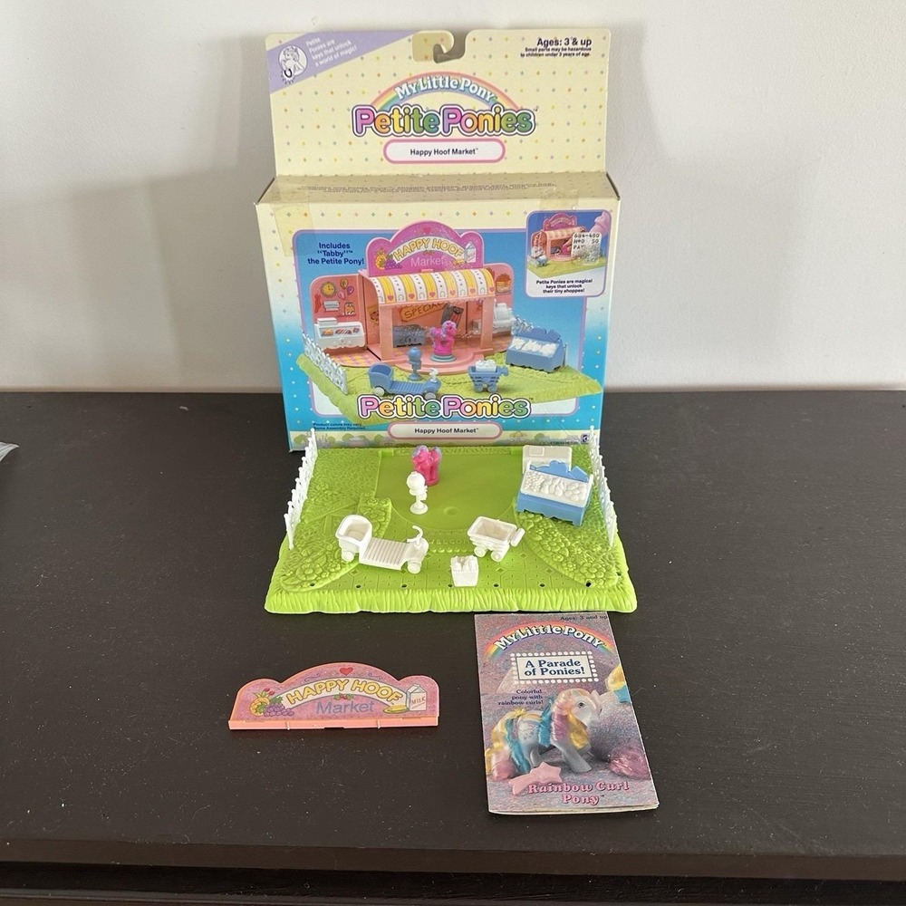 My Little Pony PETITE PONIES Happy Hoof Market W/ Box Hasbro 1989 Missing Pieces